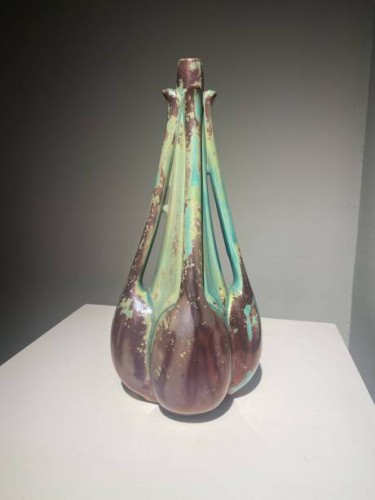 Ernest Bussière (1863-1913), Art nouveau Fennel Vase - 