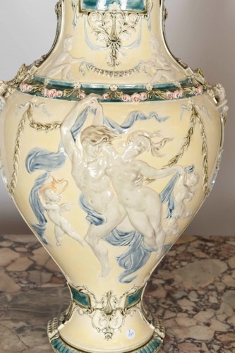 XIXe siècle - Paire de vases balustres, Louis Robert Carrier Belleuse pour la Manufacture de Choisy-le-Roi