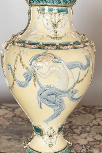 Paire de vases balustres, Louis Robert Carrier Belleuse pour la Manufacture de Choisy-le-Roi - Art nouveau