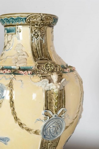 Art nouveau - Paire de vases balustres, Louis Robert Carrier Belleuse pour la Manufacture de Choisy-le-Roi