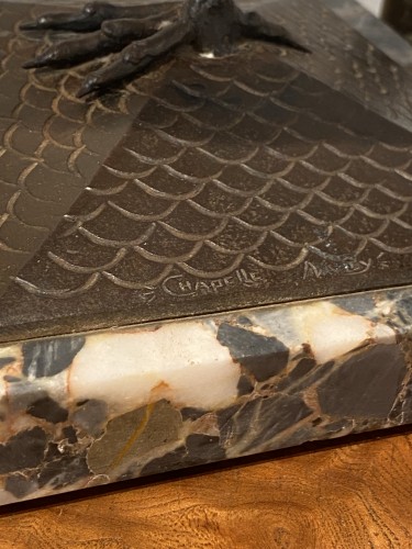 Muller Lunéville & Chapelle Nancy - Lampe Cigogne, en fer forgé et verre soufflé  - Galerie Origines