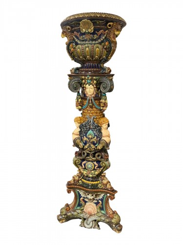 Johann von Schwartz, Colonne et cache pot en céramique