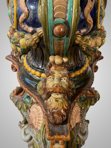 Johann von Schwartz, Colonne et cache pot en céramique - Céramiques, Porcelaines Style 