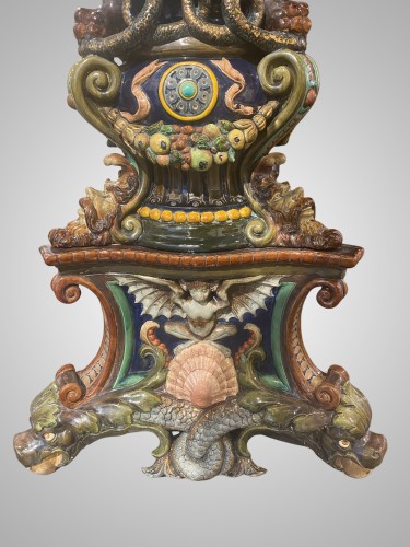 Céramiques, Porcelaines  - Johann von Schwartz, Colonne et cache pot en céramique