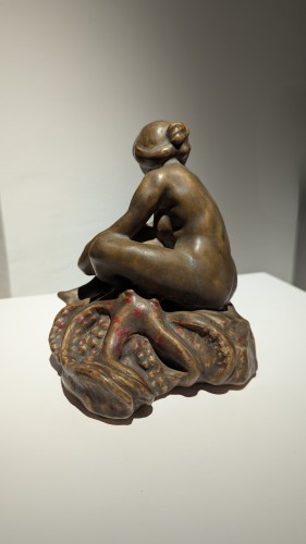 Rupert Carabin (1862–1932), Woman With An Octopus, Glazed brown ceramic inkwell - Porcelain & Faience Style Art nouveau