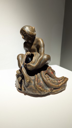 Porcelain & Faience  - Rupert Carabin (1862–1932), Woman With An Octopus, Glazed brown ceramic inkwell