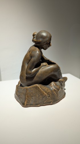 Rupert Carabin (1862–1932), Woman With An Octopus, Glazed brown ceramic inkwell - 