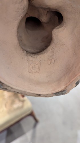 Rupert Carabin (1862–1932), Woman With An Octopus, Glazed brown ceramic inkwell - Art nouveau