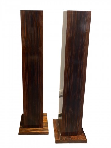 Pair Of Art Deco Columns In Macassar Ebony Veneer