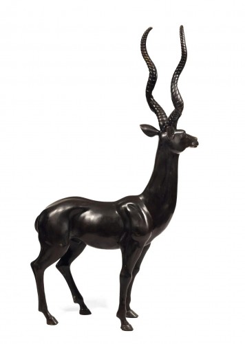 Antilope Koudou, grand bronze animalier - Sculpture Style 
