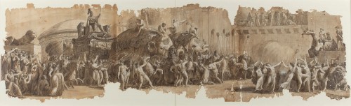 Luigi Ademollo (1764-1849), Dessin panoramique "Le Triomphe de Scipion l'Africain de retour à Rome"