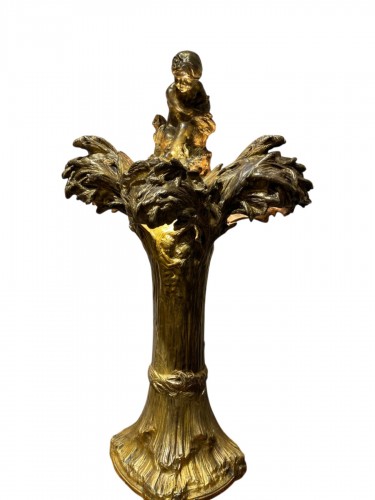 Raoul Larche (1860–1912), Art Nouveau Gold Plated Bronze Les Blés Lamp
