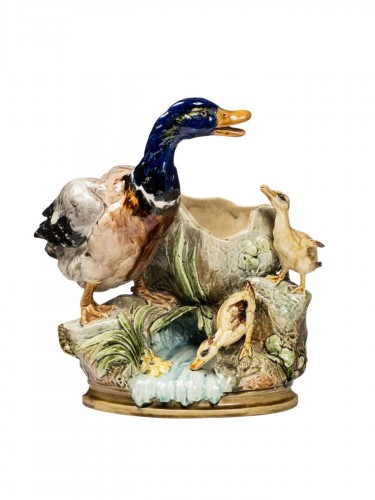 L-r. Carrier Belleuse, Planters With Ducks &amp; Ducklings, Barbotine Choisy Le