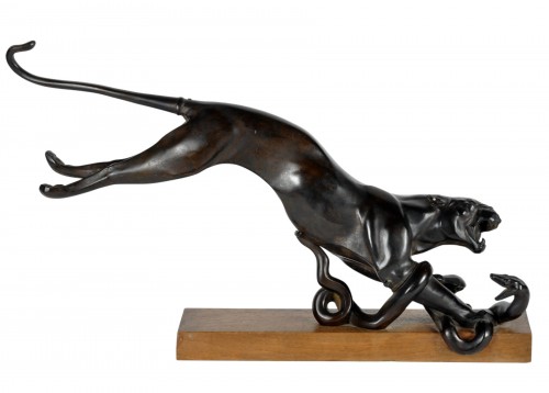 Maurice Prost (1894-1967) - Panther Attacking A Snake