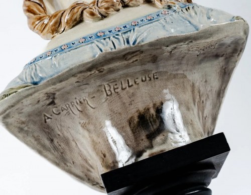 Albert-Ernest Carrier-Belleuse, Buste "Flore" - Céramiques, Porcelaines Style Art nouveau