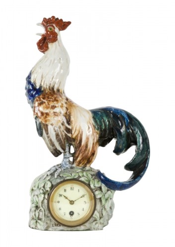Edmond Lachenal (1855-1948), Coq horloge en Céramique