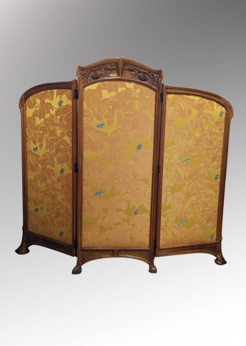 Hector Michaut (1874-1923) - Paravent Art nouveau aux sorbiers - Mobilier Style Art nouveau