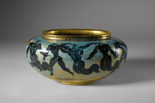 Jean Mayodon (1893-1967) -  Ovoid ceramic cup on heel Art Deco - Porcelain & Faience Style Art Déco