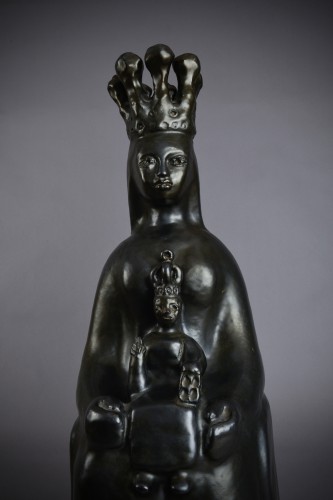 Georges Jouve (1910 - 1964) Black virgin in majesty Ceramic sculpture 50s - 