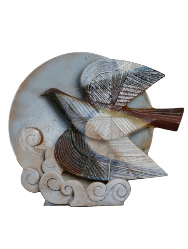 Jean Derval - Large ceramic dove in high relief - Lamp - 80s