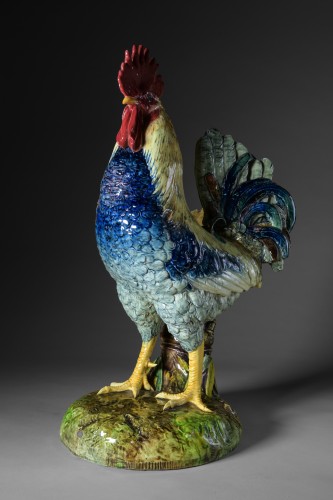 Delphin Massier (1836 - 1907) - Coq, céramique en barbotine polychrome - Céramiques, Porcelaines Style Art nouveau