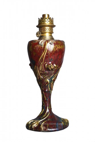 Pierre-Adrien Dalpayrat - Maurice Dufrène, ceramic oil lamp
