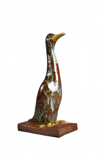 Paul Beyer, Standing goose Polychrome enameled ceramic - 50s