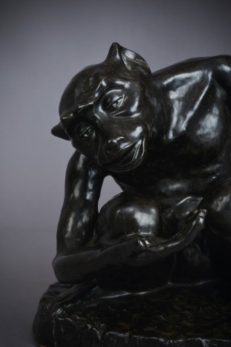  Begging monkey ceramic sculpture - Art Nouveau - Porcelain & Faience Style Art Déco