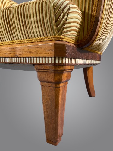 Seating  - Paul Follot, Pair Of Macassar Veneer Armchair, Ivory Frieze. Ca 1925
