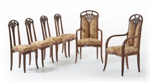 Seating  - Louis Majorelle, Living romm with &quot;Clematis&quot;, Art Nouveau furnitures