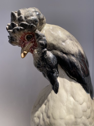 Paul Comoléra (1813-1890) - Coq et poule en barbotine - Art nouveau