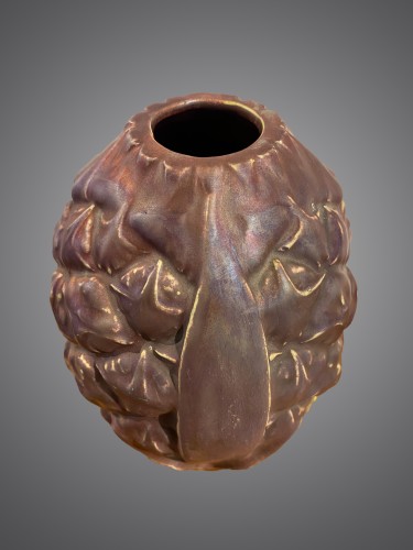 19th century - Ernest Bussière (1863-1913) Pineapple ceramic vas