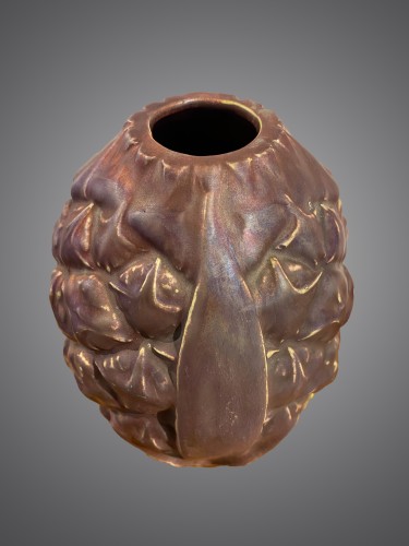 19th century - Ernest Bussière (1863-1913) Pineapple ceramic vase, Art Nouveau