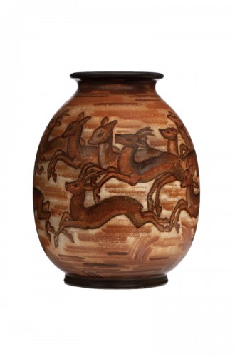 Manufacture de Sèvres, ovoid ceramic vase with narrow neck - Art Deco