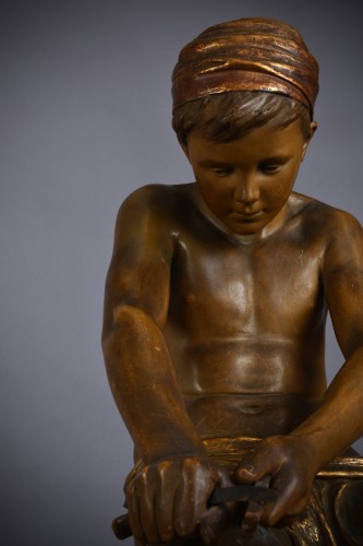 Goldscheider, Young Arab child, Orientalist terracotta - Porcelain & Faience Style Art nouveau