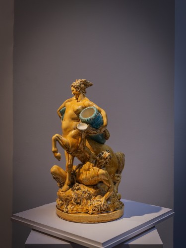 Centauresse en barbotine d'après Carrier Belleuse (1848-1913) - Céramiques, Porcelaines Style Art nouveau