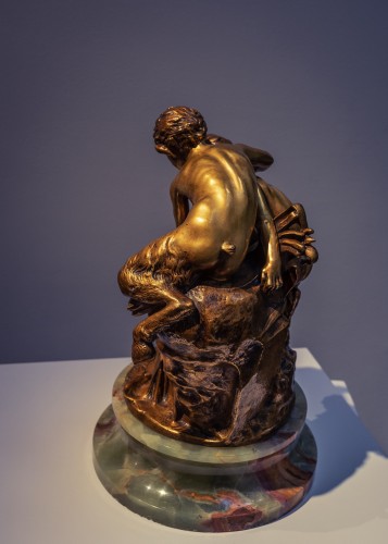 Sculpture Sculpture en Bronze - Raoul Larche (1860-1912) - Les faunes se mirant dans l'eau