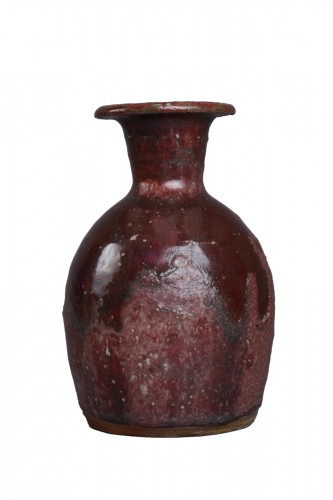 Vassil Ivanoff (1897-1973) - Oblong stoneware vase with red castings - 50s