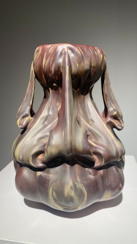 Ernest Bussière (1863-1913) - Céramique Art Nouveau Vase au chardons - Céramiques, Porcelaines Style Art nouveau