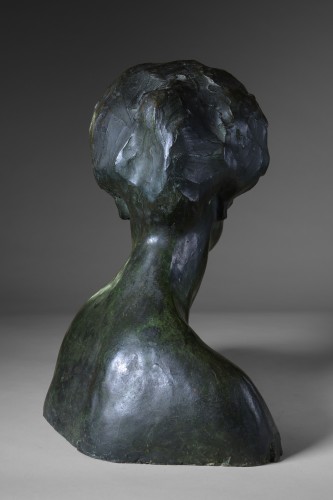 Rembrandt Bugatti, bronze unique exemplaire buste de Mme Denise Ferrero - Sculpture Style Art nouveau