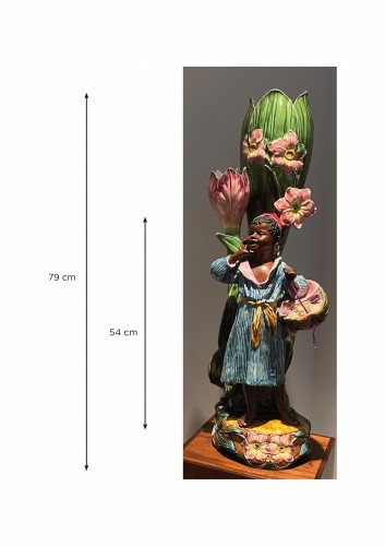 Antiquités - Onnaing, Paire Orientaliste en barbotine faisant tulipières, Céramique