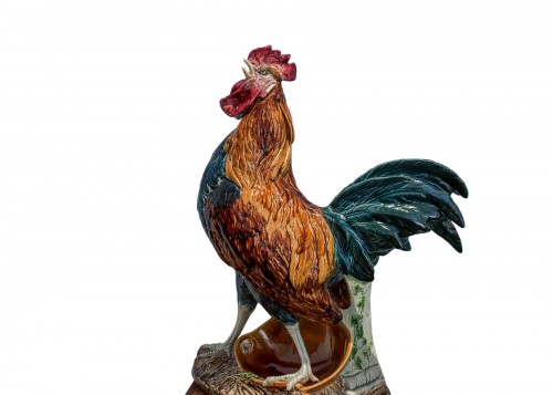 Louis-Robert Carrier-Belleuse, Coq faisant tulipière en barbotine