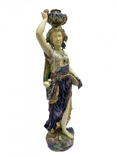 Femme en céramique attribuable à T-V Sergent (1830 - 1890) Barbotine Palyssiste