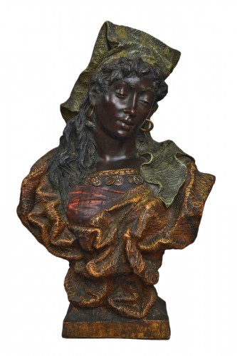Goldscheider, Buste d'une jeune africaine, Sculpture terre cuite orientaliste