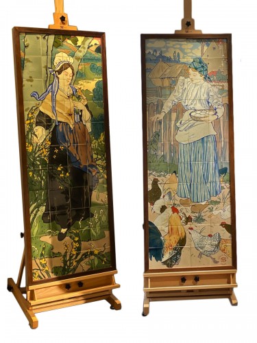 Panneaux céramique - Eugène-Martial Simas, Manufacture de Sarreguemines Art Nouveau