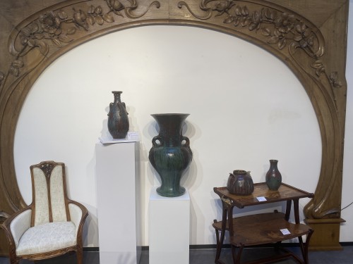 Dalpayrat (1844-1910) - Sandstone vase with vegetal handles - 