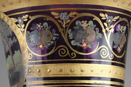 Antiquités - Opaline Medicis vase ormolu mounts inspired by la fontaine&#039; fables. the fox