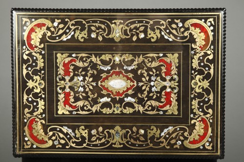 Objects of Vertu  - A mid-19th century wooden casket inlaid with mother-of-pearl