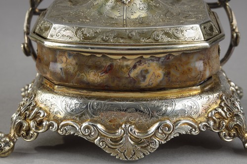  English Silver-Gilt and Agate Inkstand Circa 1830 - Decorative Objects Style 