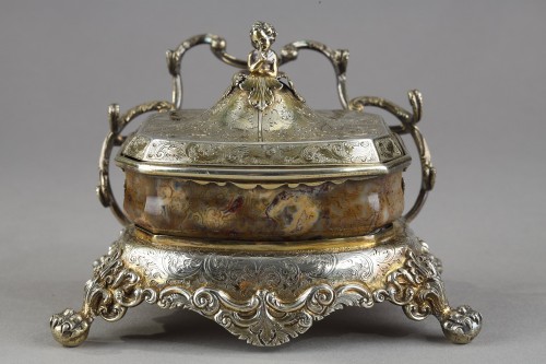 Decorative Objects  -  English Silver-Gilt and Agate Inkstand Circa 1830